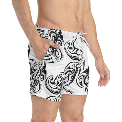 Black & White Tribal Swim Shorts