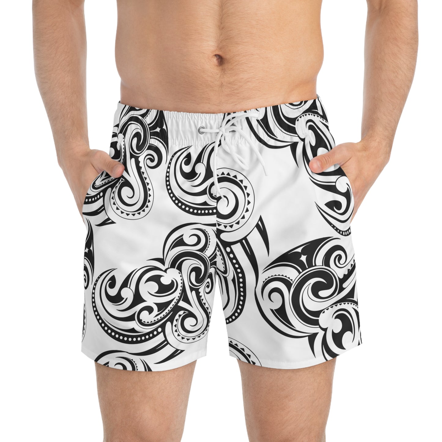 Black & White Tribal Swim Shorts