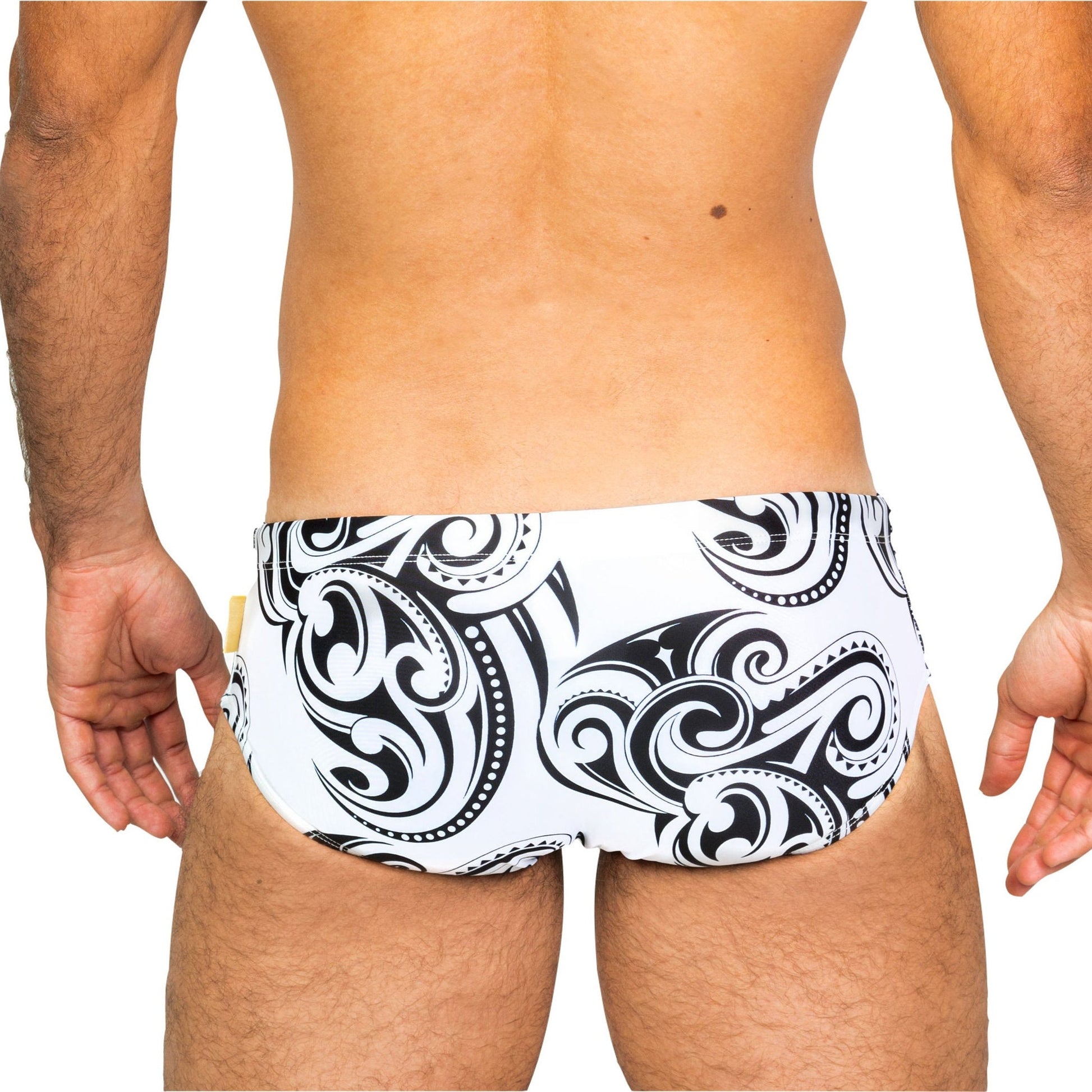 Men's Swimwear Brief Classic Brazilian Swimsuit Designer Sunga - Black & White