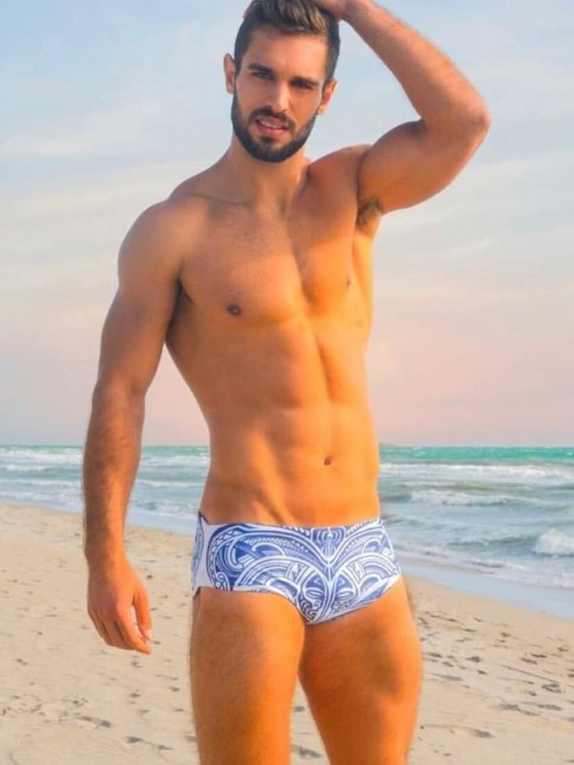 Men's Swimwear Brief Classic Brazilian Swimsuit Designer Sunga - Blue Mandala