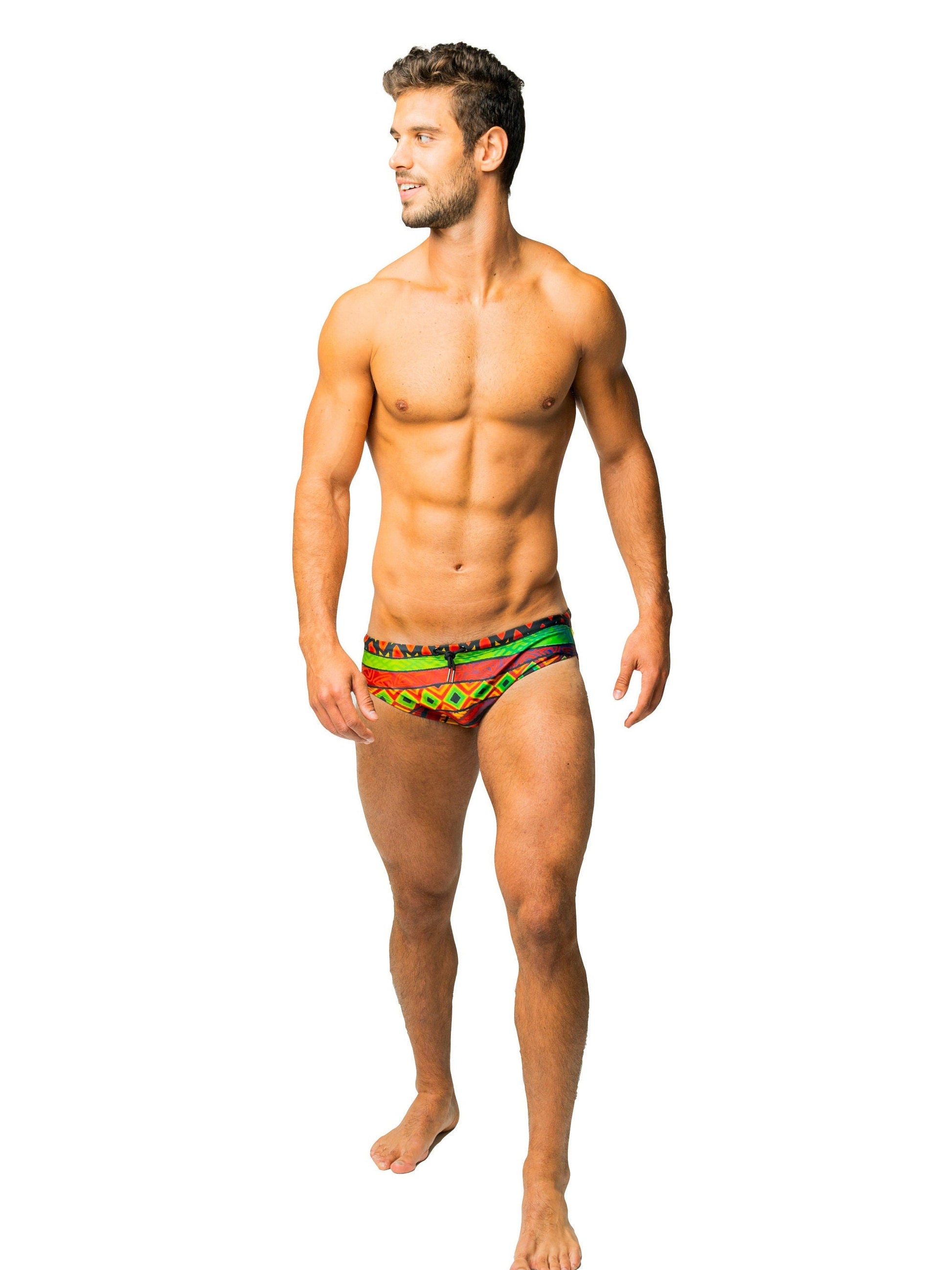 Men's Swimwear Brief Brazilian Swimsuit Designer Sunga - Four Elements Tribal