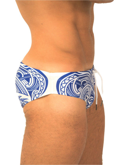 Men's Swimwear Brief Brazilian Designer Swimsuit Sunga - Blue Mandala