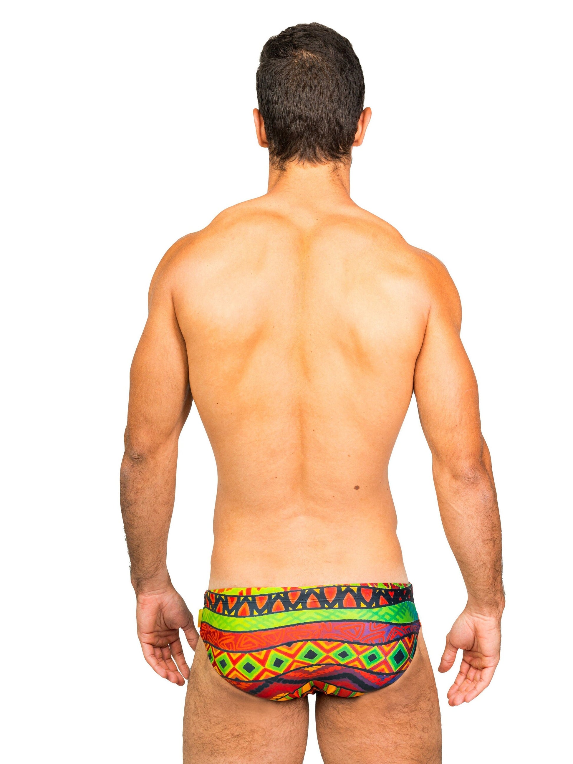 Men's Swimwear Brief Brazilian Swimsuit Designer Sunga - Four Elements Tribal